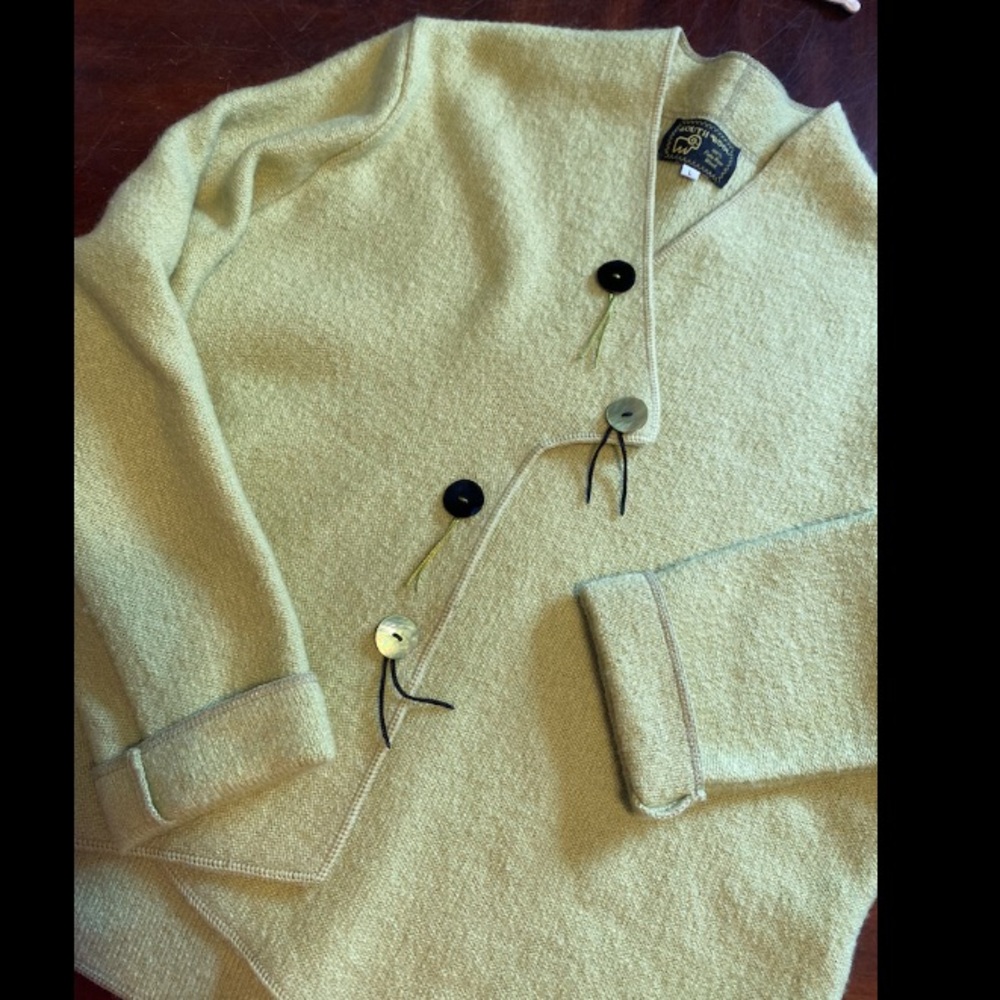 Wool Blend Asymmetric Button Cardigan - Light Green